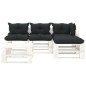 vidaXL Set Salotto da Giardino su Pallet 5 pz Cuscini Antracite Legno vidaXL Set Salotto da Giardino su Pallet 5 pz Cuscini Antracite Legno