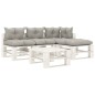 vidaXL Set Salotto da Giardino Pallet 5pz con Cuscini Tortora in Legno vidaXL Set Salotto da Giardino Pallet 5pz con Cuscini Tortora in Legno
