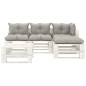vidaXL Set Salotto da Giardino Pallet 5pz con Cuscini Tortora in Legno vidaXL Set Salotto da Giardino Pallet 5pz con Cuscini Tortora in Legno