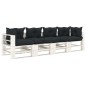 vidaXL Divano da Giardino Pallet a 4 Posti con Cuscini Antracite Legno vidaXL Divano da Giardino Pallet a 4 Posti con Cuscini Antracite Legno