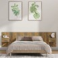 Testiera Letto con Comodini in Legno Multistrato Rovere Fumo Testiera Letto con Comodini in Legno Multistrato Rovere Fumo