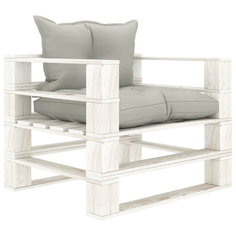 vidaXL Poltrona da Giardino Pallet con Cuscini Tortora in Legno vidaXL Poltrona da Giardino Pallet con Cuscini Tortora in Legno