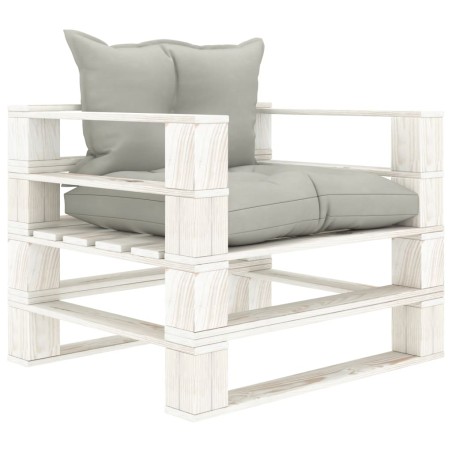vidaXL Poltrona da Giardino Pallet con Cuscini Tortora in Legno