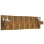 Testiera Letto con Comodini in Legno Multistrato Rovere Fumo Testiera Letto con Comodini in Legno Multistrato Rovere Fumo