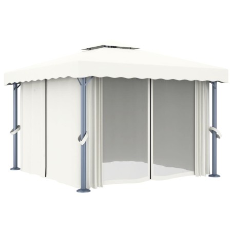 vidaXL Gazebo con Tende 3x3 cm Bianco Crema Alluminio