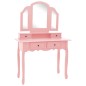 vidaXL Tavolo da Trucco e Sgabello Rosa 100x40x146cm Legno Paulownia vidaXL Tavolo da Trucco e Sgabello Rosa 100x40x146cm Legno Paulownia