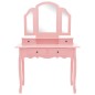 vidaXL Tavolo da Trucco e Sgabello Rosa 100x40x146cm Legno Paulownia vidaXL Tavolo da Trucco e Sgabello Rosa 100x40x146cm Legno Paulownia