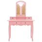 vidaXL Tavolo da Trucco e Sgabello Rosa 100x40x146cm Legno Paulownia vidaXL Tavolo da Trucco e Sgabello Rosa 100x40x146cm Legno Paulownia