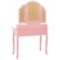 vidaXL Tavolo da Trucco e Sgabello Rosa 100x40x146cm Legno Paulownia vidaXL Tavolo da Trucco e Sgabello Rosa 100x40x146cm Legno Paulownia
