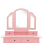 vidaXL Tavolo da Trucco e Sgabello Rosa 100x40x146cm Legno Paulownia vidaXL Tavolo da Trucco e Sgabello Rosa 100x40x146cm Legno Paulownia