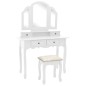 vidaXL Tavolo da Trucco e Sgabello Bianco 100x40x146cm Legno Paulownia vidaXL Tavolo da Trucco e Sgabello Bianco 100x40x146cm Legno Paulownia