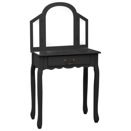 vidaXL Tavolo da Trucco con Sgabello Nero 65x36x128 cm Paulownia e MDF