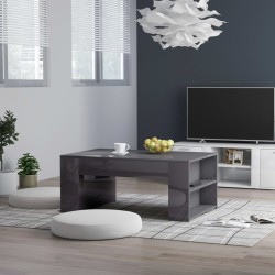 vidaXL Tavolino da Caffè Grigio Lucido 100x60x42 cm in Truciolato