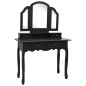 vidaXL Tavolo da Trucco e Sgabello Nero 100x40x146cm Legno Paulownia vidaXL Tavolo da Trucco e Sgabello Nero 100x40x146cm Legno Paulownia