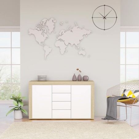 vidaXL Credenza Bianco e Rovere Sonoma 120x36x69 cm in Truciolato