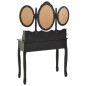 vidaXL Tavolo da Trucco con Sgabello e 1 Specchio Pieghevole in 3 Nero vidaXL Tavolo da Trucco con Sgabello e 1 Specchio Pieghevole in 3 Nero