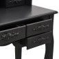 vidaXL Tavolo da Trucco con Sgabello e 1 Specchio Pieghevole in 3 Nero vidaXL Tavolo da Trucco con Sgabello e 1 Specchio Pieghevole in 3 Nero