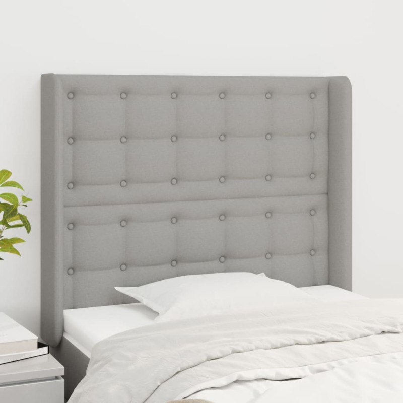 Testiera ad Orecchio Grigio Chiaro 93x16x118/128 cm in Tessuto Testiera ad Orecchio Grigio Chiaro 93x16x118/128 cm in Tessuto