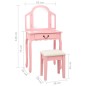 vidaXL Tavolo da Trucco con Sgabello Rosa 65x36x128 cm Paulownia e MDF vidaXL Tavolo da Trucco con Sgabello Rosa 65x36x128 cm Paulownia e MDF