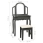 vidaXL Tavolo da Trucco e Sgabello Grigio 65x36x128 cm Paulownia e MDF vidaXL Tavolo da Trucco e Sgabello Grigio 65x36x128 cm Paulownia e MDF