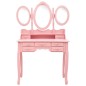vidaXL Tavolo da Trucco con Sgabello e Specchio Pieghevole in 3 Rosa vidaXL Tavolo da Trucco con Sgabello e Specchio Pieghevole in 3 Rosa
