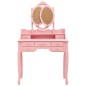 vidaXL Tavolo da Trucco con Sgabello e Specchio Pieghevole in 3 Rosa vidaXL Tavolo da Trucco con Sgabello e Specchio Pieghevole in 3 Rosa