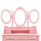 vidaXL Tavolo da Trucco con Sgabello e Specchio Pieghevole in 3 Rosa vidaXL Tavolo da Trucco con Sgabello e Specchio Pieghevole in 3 Rosa