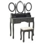 vidaXL Tavolo da Trucco con Sgabello e Specchio Pieghevole in 3 Grigio vidaXL Tavolo da Trucco con Sgabello e Specchio Pieghevole in 3 Grigio