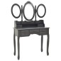 vidaXL Tavolo da Trucco con Sgabello e Specchio Pieghevole in 3 Grigio vidaXL Tavolo da Trucco con Sgabello e Specchio Pieghevole in 3 Grigio