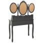 vidaXL Tavolo da Trucco con Sgabello e Specchio Pieghevole in 3 Grigio vidaXL Tavolo da Trucco con Sgabello e Specchio Pieghevole in 3 Grigio