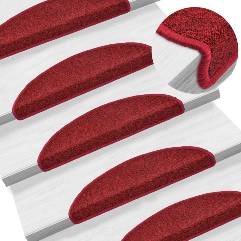 vidaXL Tappetini per Scale 15 pz Rosso Bordò 56x17x3 cm vidaXL Tappetini per Scale 15 pz Rosso Bordò 56x17x3 cm