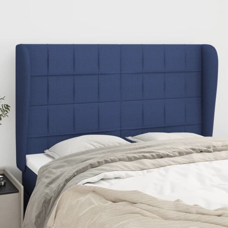 vidaXL Testiera ad Orecchio Blu 147 x 23 x 118/128 cm in Tessuto
