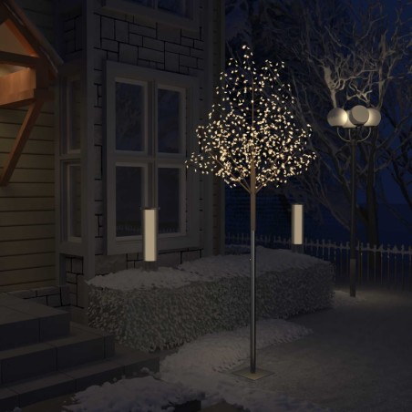 vidaXL Albero di Natale 600 LED Bianco Caldo Ciliegio in Fiore 300 cm