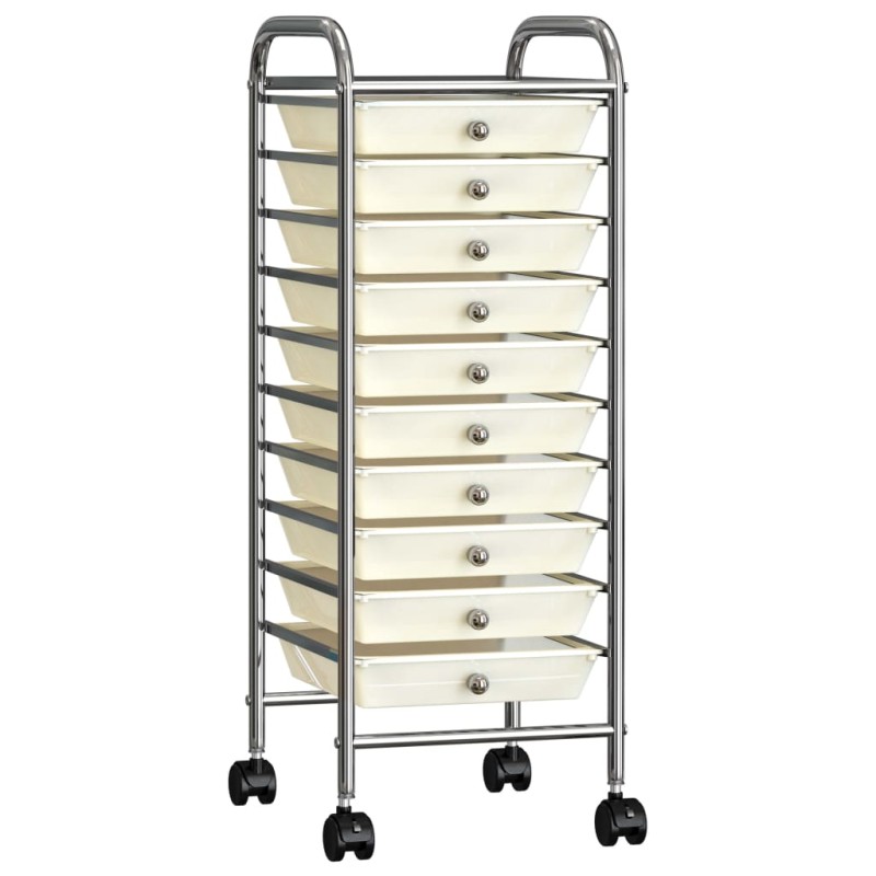 vidaXL Carrello Portaoggetti Mobile con 10 Cassetti Bianco in Plastica vidaXL Carrello Portaoggetti Mobile con 10 Cassetti Bianco in Plastica