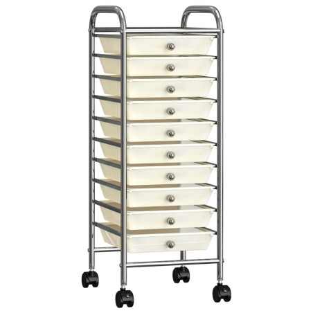 vidaXL Carrello Portaoggetti Mobile con 10 Cassetti Bianco in Plastica