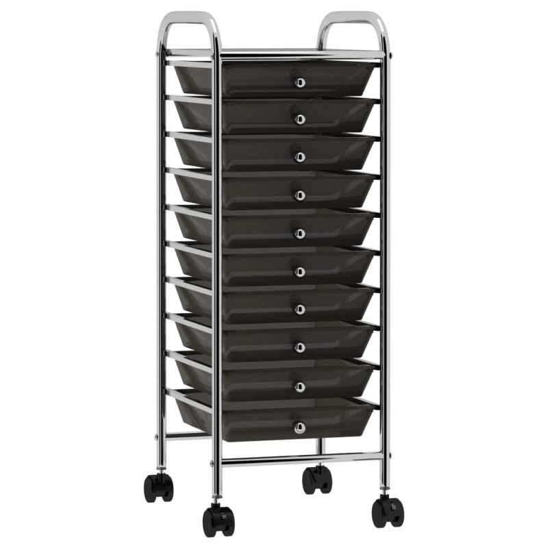 vidaXL Carrello Portaoggetti Mobile con 10 Cassetti Nero in Plastica vidaXL Carrello Portaoggetti Mobile con 10 Cassetti Nero in Plastica