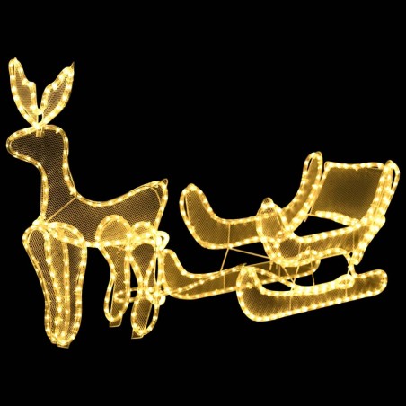 vidaXL Decorazione Luminosa Natalizia Slitta e Renna con Rete 432 LED