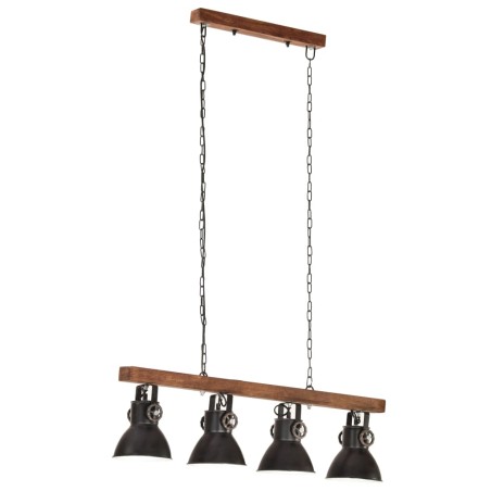 vidaXL Lampada a Sospensione Industriale Nera E27 Legno di Mango