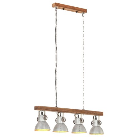 vidaXL Lampada a Sospensione Industriale Argento E27 Legno di Mango