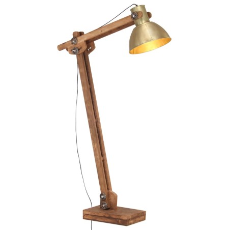 vidaXL Lampada da Pavimento Ottone in Legno Massello di Mango E27