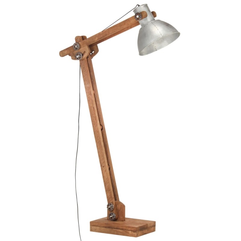 vidaXL Lampada da Pavimento Argento in Legno Massello di Mango E27 vidaXL Lampada da Pavimento Argento in Legno Massello di Mango E27