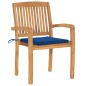 Sedie da Giardino 2 pz con Cuscini Blu Reale in Massello Teak Sedie da Giardino 2 pz con Cuscini Blu Reale in Massello Teak
