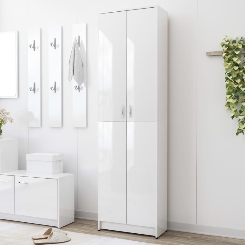 vidaXL Armadio per Ingresso Bianco Lucido 55x25x189 cm in Truciolato vidaXL Armadio per Ingresso Bianco Lucido 55x25x189 cm in Truciolato