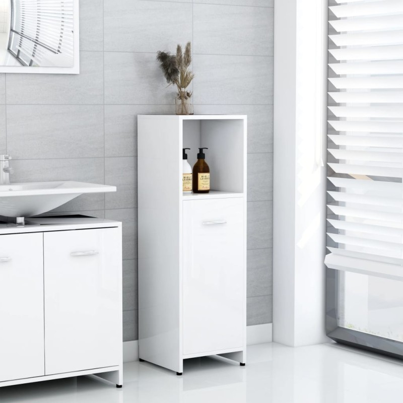 vidaXL Armadio da Bagno Bianco Lucido 30x30x95 cm in Truciolato vidaXL Armadio da Bagno Bianco Lucido 30x30x95 cm in Truciolato