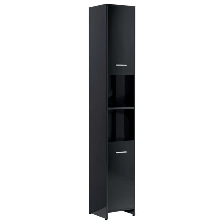 vidaXL Armadio da Bagno Nero Lucido 30x30x183,5 cm in Truciolato
