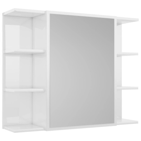 vidaXL Armadietto a Specchio Bianco Lucido 80x20,5x64 cm in Truciolato