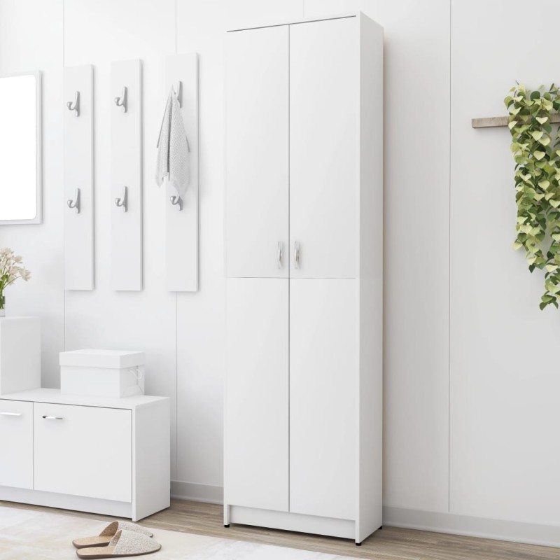 vidaXL Armadio per Ingresso Bianco 55x25x189 cm in Legno Multistrato vidaXL Armadio per Ingresso Bianco 55x25x189 cm in Legno Multistrato