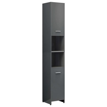 vidaXL Armadio da Bagno Grigio Lucido 30x30x183,5 cm in Truciolato