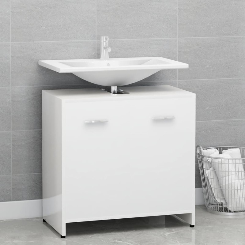 vidaXL Mobile da Bagno Bianco Lucido 60x33x61 cm in Legno Multistrato vidaXL Mobile da Bagno Bianco Lucido 60x33x61 cm in Legno Multistrato
