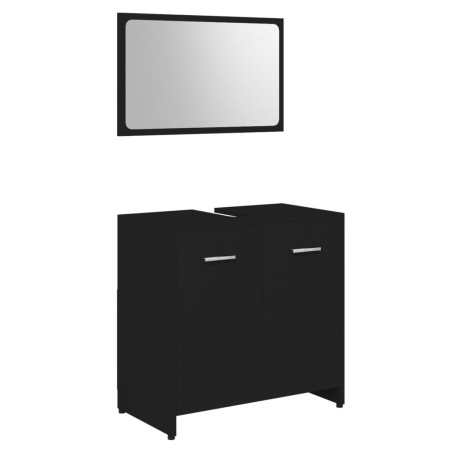 vidaXL Set Mobili da Bagno Nero in Legno Multistrato
